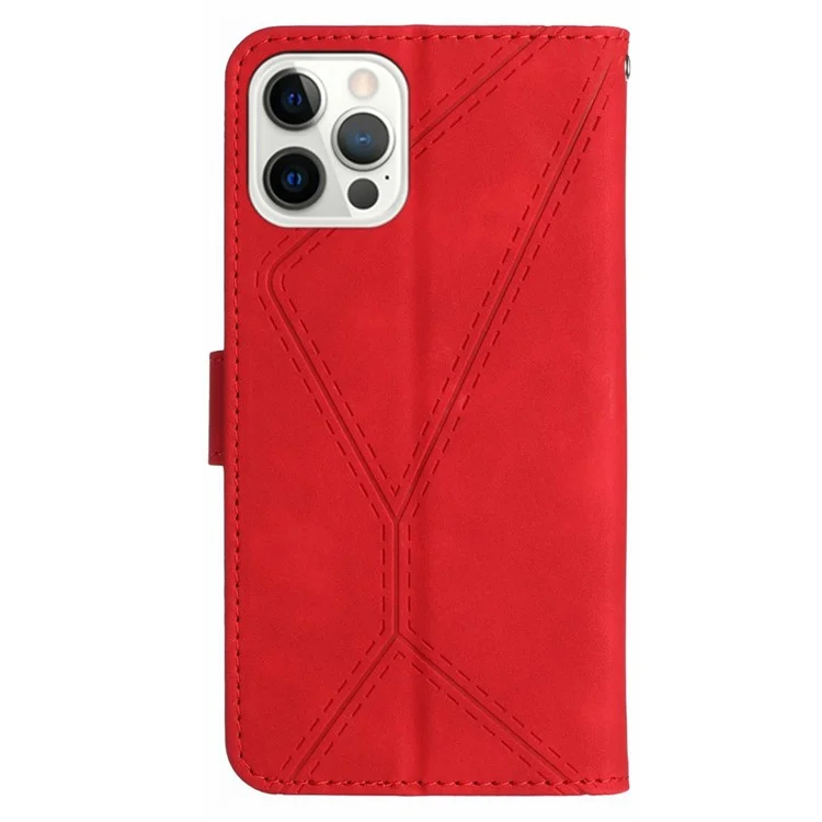 HT05 Para iPhone 14 Pro Max Funda de cuero PU con tacto de piel Flip Magnética Cierre Cartera Funda - Rojo