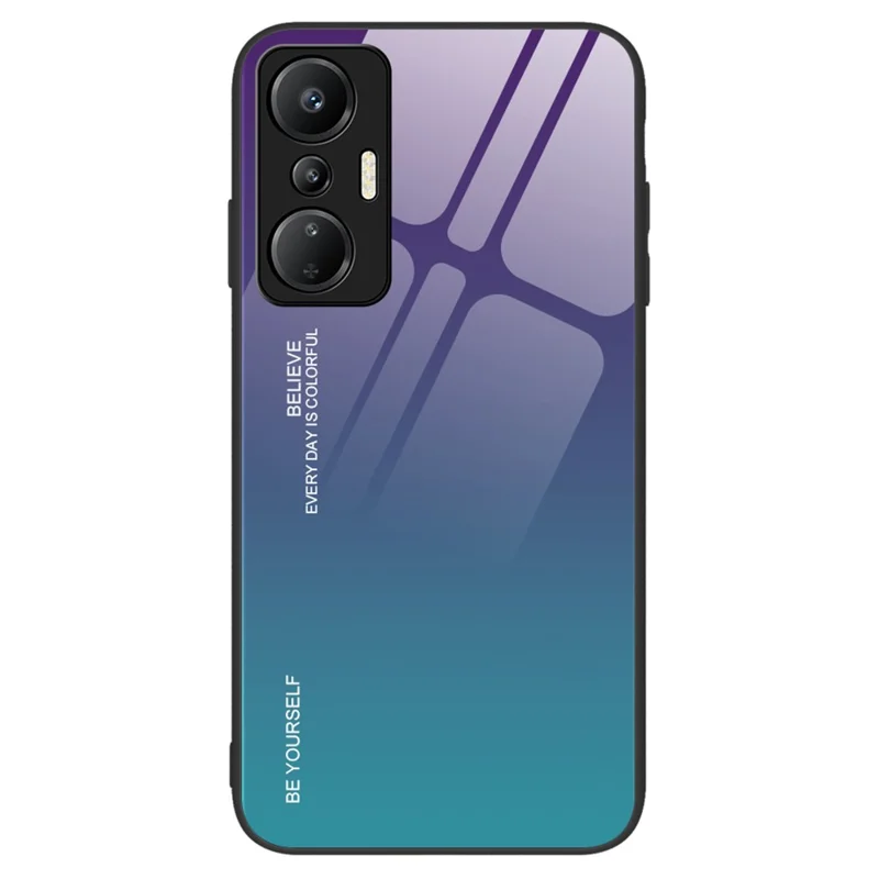 For Infinix Hot 20S 4G Anti-Dust Gradient Tempered Glass Back Shell PC + TPU Phone Case - Purple+Blue