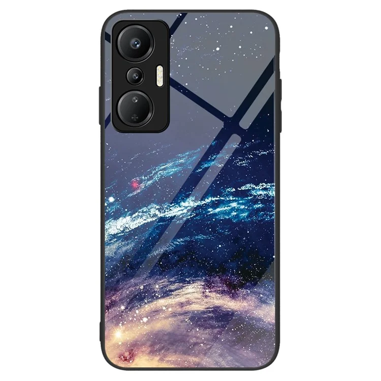 Para Infinix Hot 20S 4G Tempered Glass Back Cover PC+TPU Estampado de Patrones Funda para Teléfono - La Vía Láctea