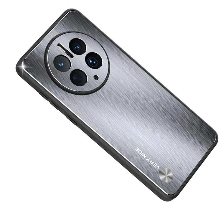 Pour Huawei Mate 50 Pro 4G Anti-Fingerprint Brushed Phone Case TPU Edge Aluminium Alloy Back Metal Cover - Argent