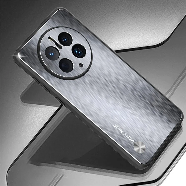 Pour Huawei Mate 50 Pro 4G Anti-Fingerprint Brushed Phone Case TPU Edge Aluminium Alloy Back Metal Cover - Argent