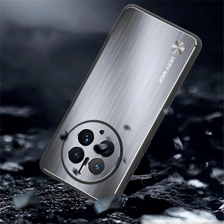 Pour Huawei Mate 50 Pro 4G Anti-Fingerprint Brushed Phone Case TPU Edge Aluminium Alloy Back Metal Cover - Argent