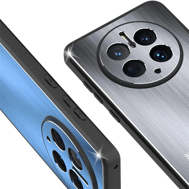 Pour Huawei Mate 50 Pro 4G Anti-Fingerprint Brushed Phone Case TPU Edge Aluminium Alloy Back Metal Cover - Argent