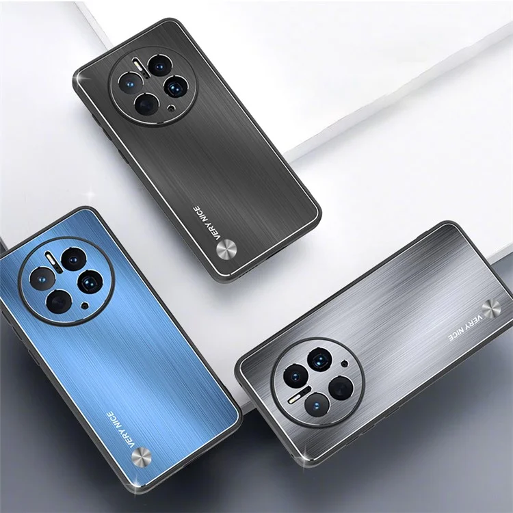 Pour Huawei Mate 50 Pro 4G Anti-Fingerprint Brushed Phone Case TPU Edge Aluminium Alloy Back Metal Cover - Argent