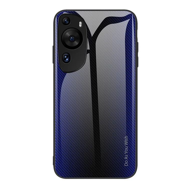 Schutzhülle für Huawei P60 Art Carbon-Fasertextur Gehärtetes Glas + Soft TPU-Handyhülle - Dunkelblau