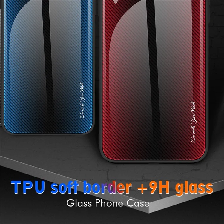 Schutzhülle für Huawei P60 Art Carbon-Fasertextur Gehärtetes Glas + Soft TPU-Handyhülle - Dunkelblau