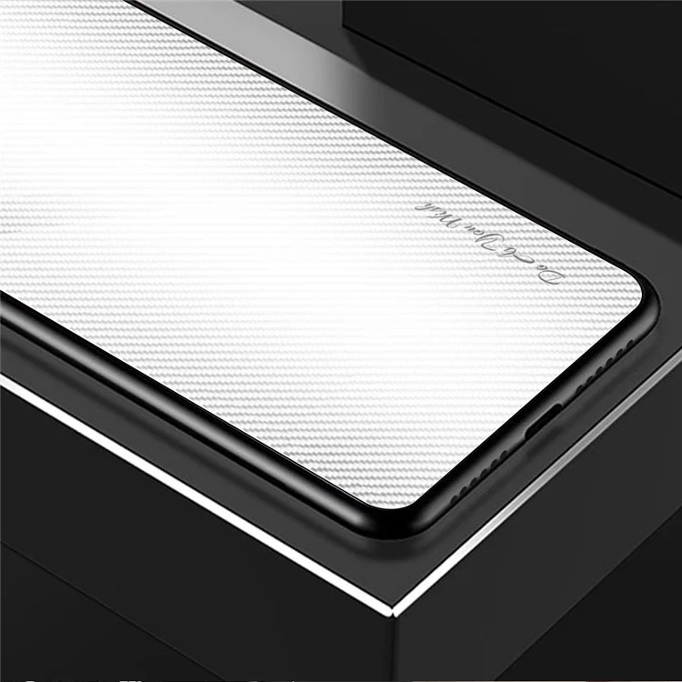 Schutzhülle für Huawei P60 Art Carbon-Fasertextur Gehärtetes Glas + Soft TPU-Handyhülle - Dunkelblau
