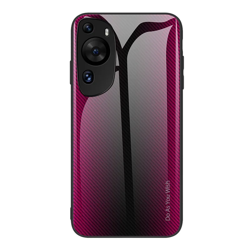 Protective Cover for Huawei P60 Art Carbon Fiber Texture Tempered Glass+Soft TPU Phone Case - Rose