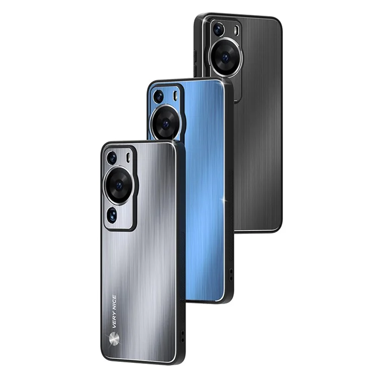 Para Huawei P60 Pro Cubierta protectora de aleación de aluminio + TPU Superficie cepillada Resistente a rasguños Estuche de teléfono - Plata