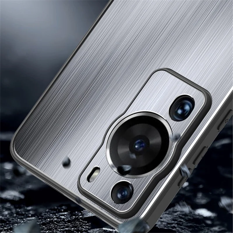 For Huawei P60 Aluminium Alloy + TPU Phone Case Brushed Anti-Fingerprint Cover - Silver