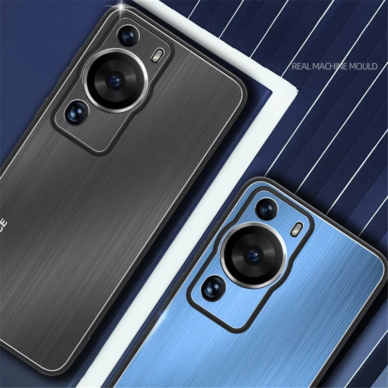 For Huawei P60 Aluminium Alloy + TPU Phone Case Brushed Anti-Fingerprint Cover - Silver