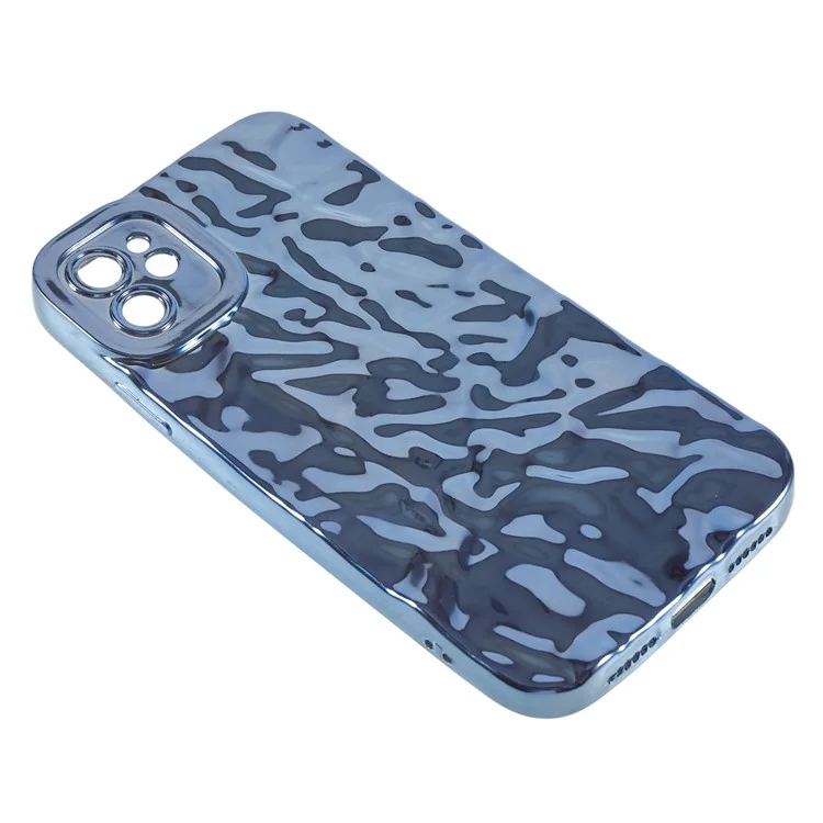 Soft TPU Phone Case for iPhone 12 , Electroplating Wrinkled Uneven Phone Cover - Blue