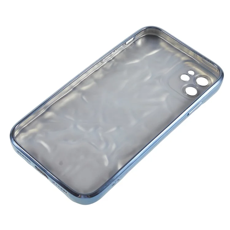 Soft TPU Phone Case for iPhone 12 , Electroplating Wrinkled Uneven Phone Cover - Blue