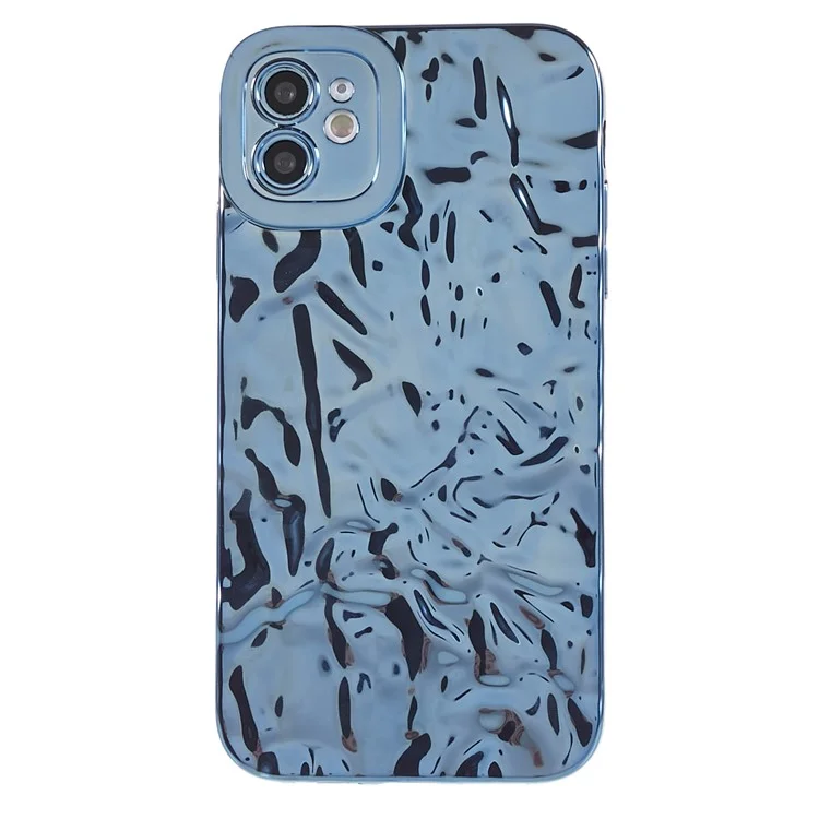 Wrinkled Uneven Phone Case for iPhone 11 , Electroplating Flexible TPU Phone Cover - Blue