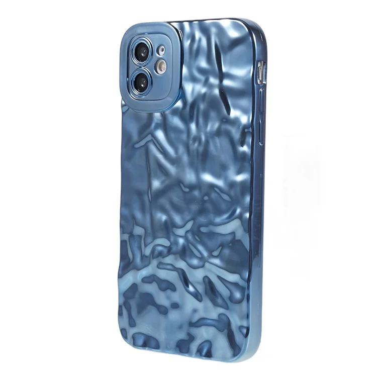 Wrinkled Uneven Phone Case for iPhone 11 , Electroplating Flexible TPU Phone Cover - Blue