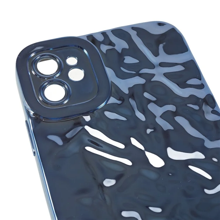 Wrinkled Uneven Phone Case for iPhone 11 , Electroplating Flexible TPU Phone Cover - Blue