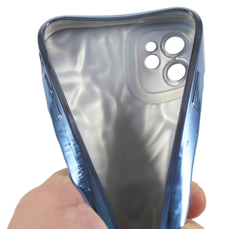 Wrinkled Uneven Phone Case for iPhone 11 , Electroplating Flexible TPU Phone Cover - Blue