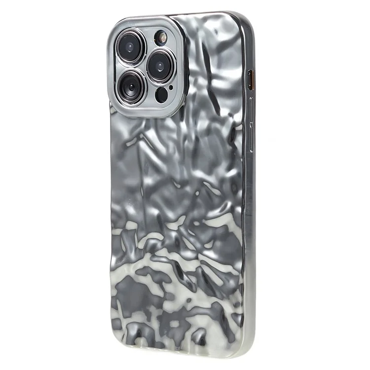 Wrinkled Uneven Phone Case for iPhone 13 Pro , Electroplating TPU Mobile Phone Cover - Silver