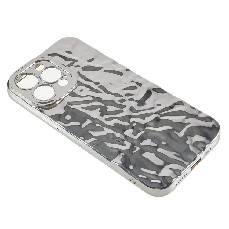 Wrinkled Uneven Phone Case for iPhone 13 Pro , Electroplating TPU Mobile Phone Cover - Silver