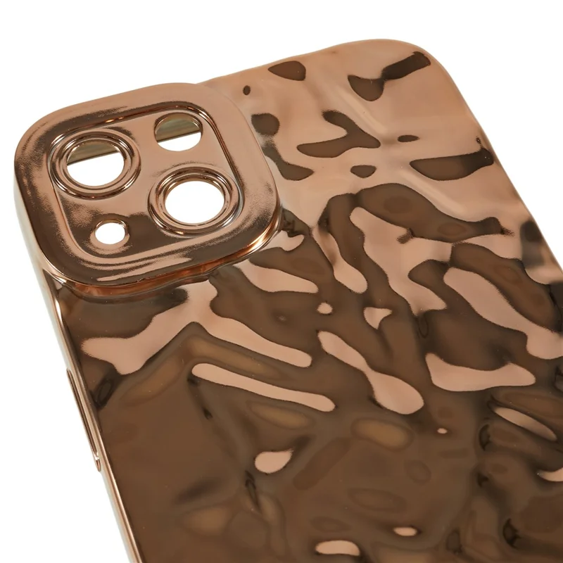 Anti-scratch Phone Case for iPhone 14 , Electroplating Wrinkled Uneven Soft TPU Cover - Gold