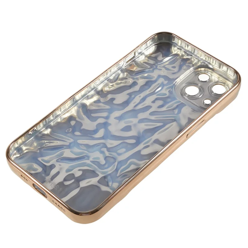 Anti-scratch Phone Case for iPhone 14 , Electroplating Wrinkled Uneven Soft TPU Cover - Gold
