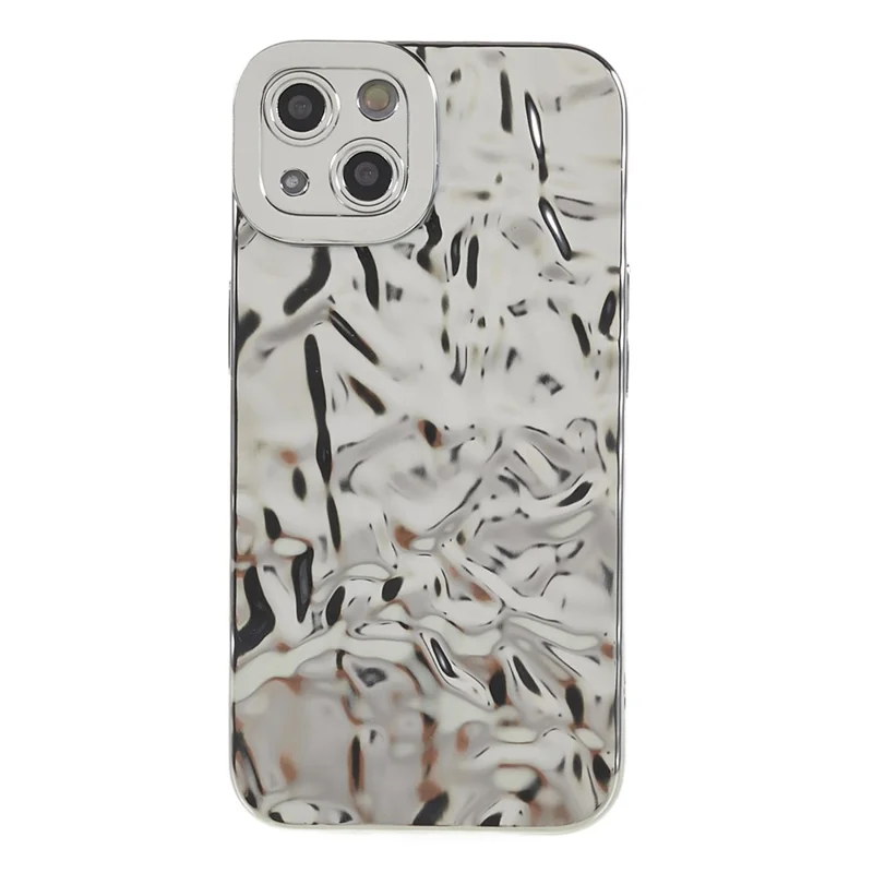 Electroplating Cell Phone Case for iPhone 13 , Wrinkled Uneven TPU Back Cover - Silver
