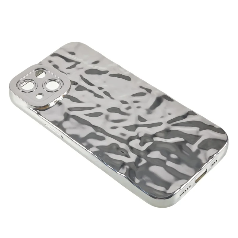 Electroplating Cell Phone Case for iPhone 13 , Wrinkled Uneven TPU Back Cover - Silver