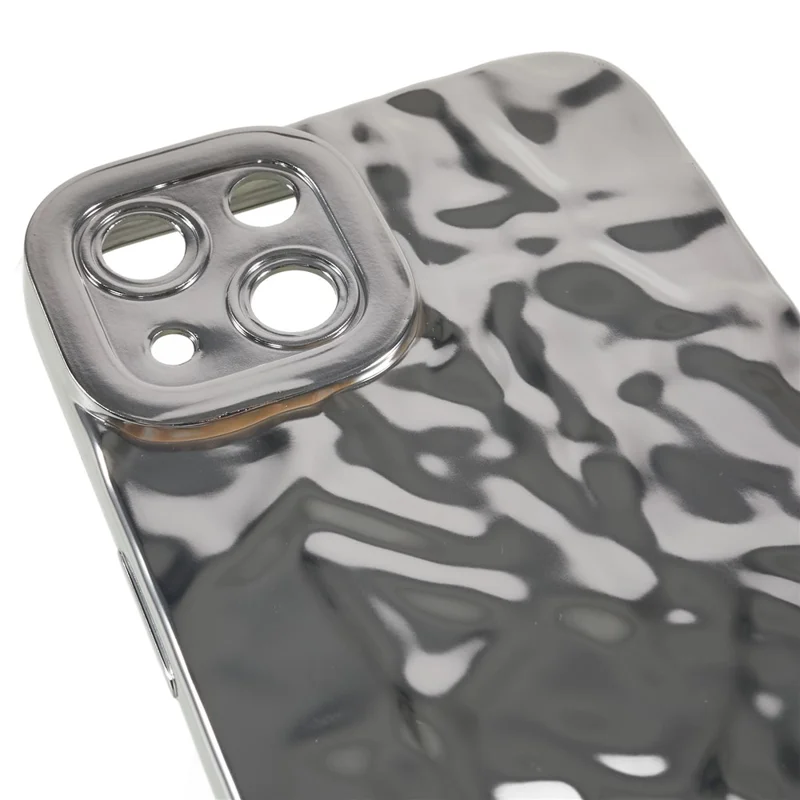 Electroplating Cell Phone Case for iPhone 13 , Wrinkled Uneven TPU Back Cover - Silver