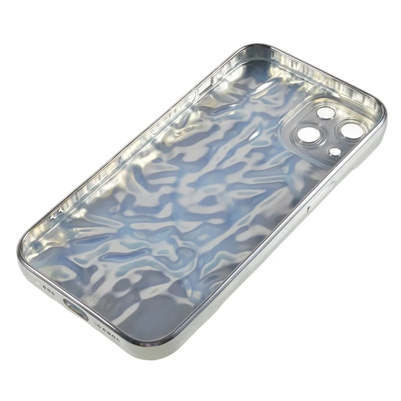 Electroplating Cell Phone Case for iPhone 13 , Wrinkled Uneven TPU Back Cover - Silver