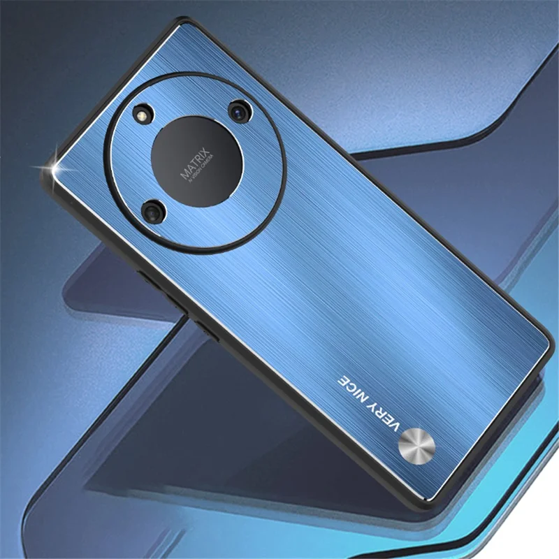 For Honor X40 5G Aluminium Alloy TPU Frame Armor Cover Anti-Slip Brushed Phone Case - Blue