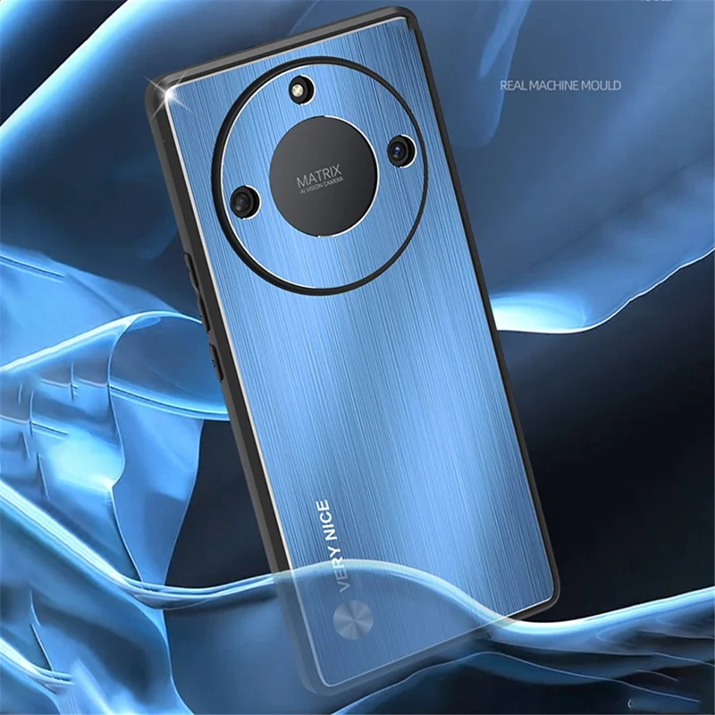 For Honor X40 5G Aluminium Alloy TPU Frame Armor Cover Anti-Slip Brushed Phone Case - Blue