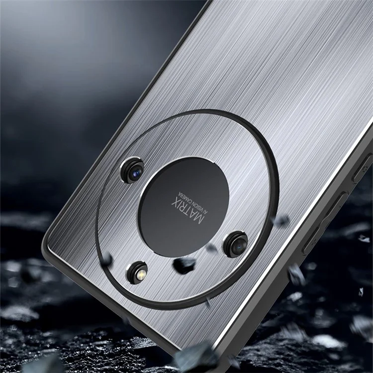 For Honor X40 5G Aluminium Alloy TPU Frame Armor Cover Anti-Slip Brushed Phone Case - Blue