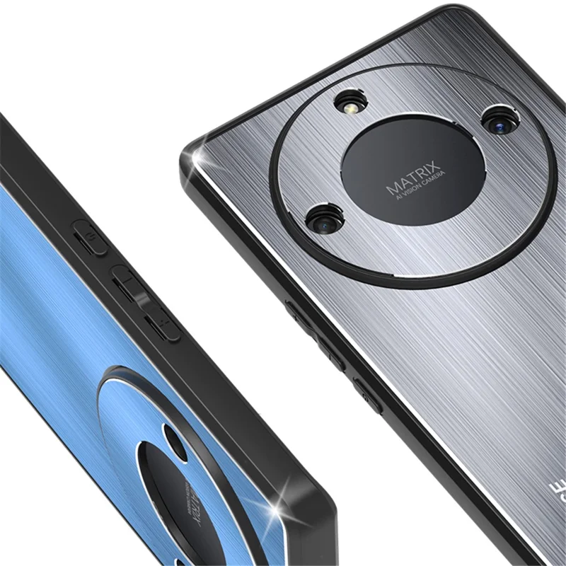 For Honor X40 5G Aluminium Alloy TPU Frame Armor Cover Anti-Slip Brushed Phone Case - Blue