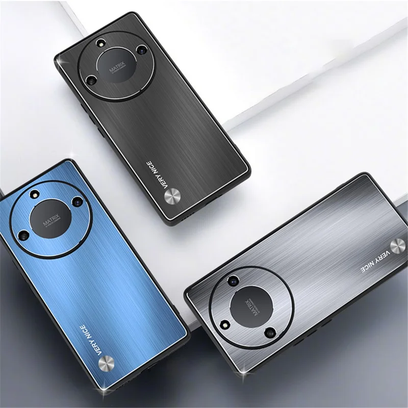 For Honor X40 5G Aluminium Alloy TPU Frame Armor Cover Anti-Slip Brushed Phone Case - Blue