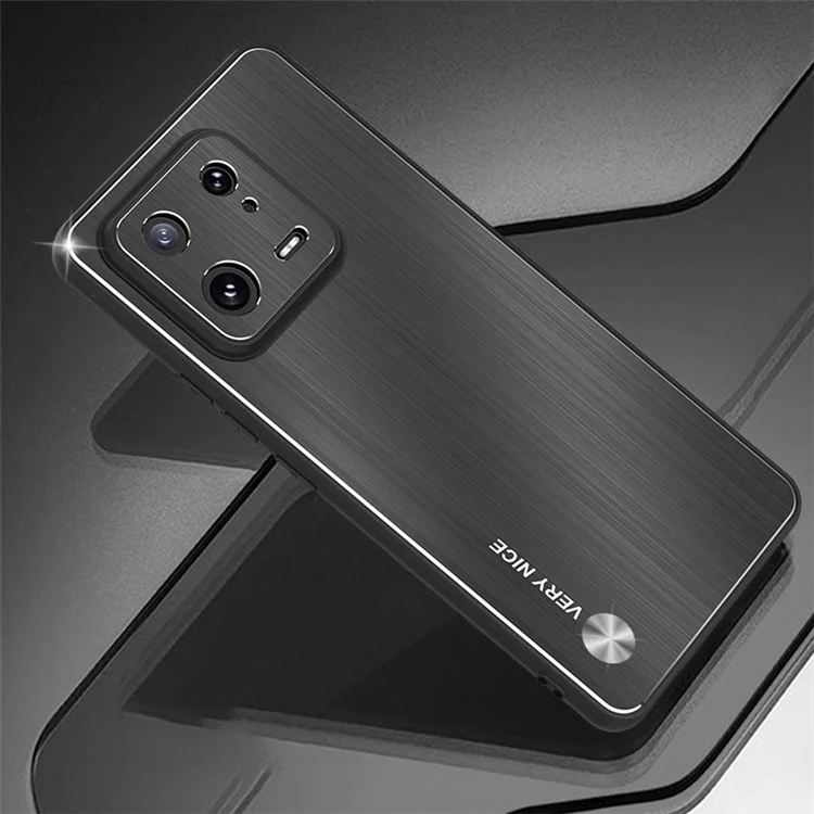 Para Xiaomi 13 Protetor de Telefone Escovado Estrutura de Liga de Alumínio TPU Anti-Risco Capa - Preto