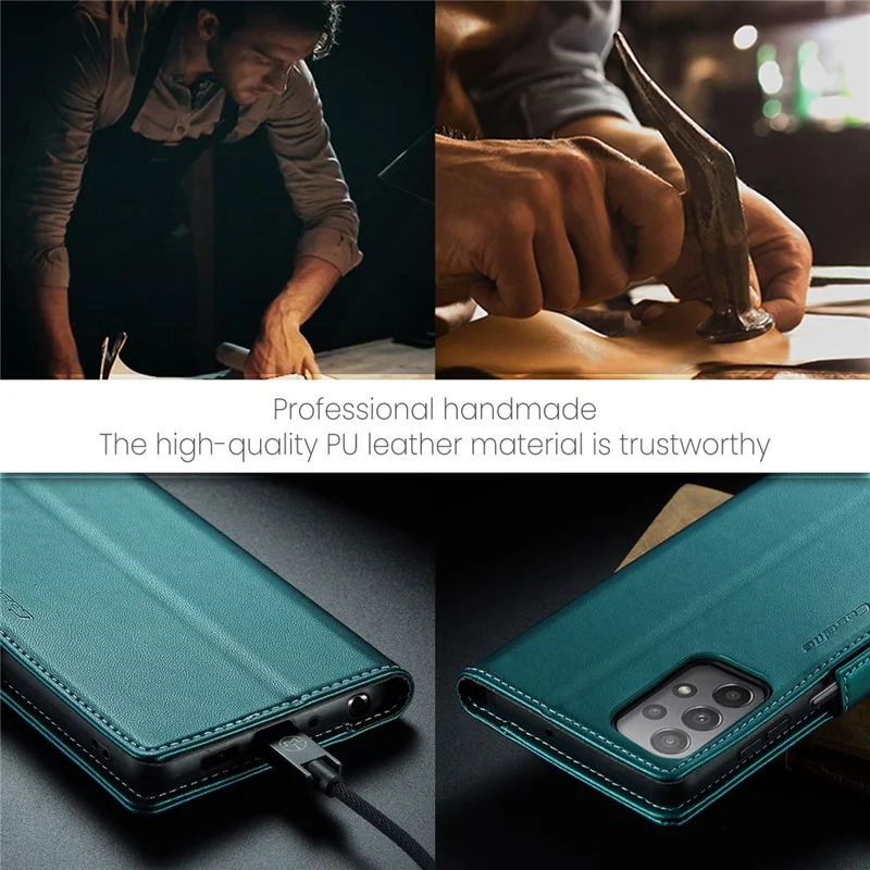 Funda de cuero para Samsung Galaxy A23 4G / A23 5G (Global) CASEME 023 con bloqueo RFID, 3 ranuras para tarjetas, tapa para móvil - Verde