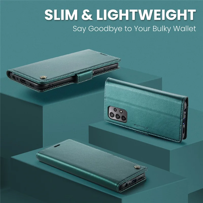 Funda de cuero para Samsung Galaxy A23 4G / A23 5G (Global) CASEME 023 con bloqueo RFID, 3 ranuras para tarjetas, tapa para móvil - Verde