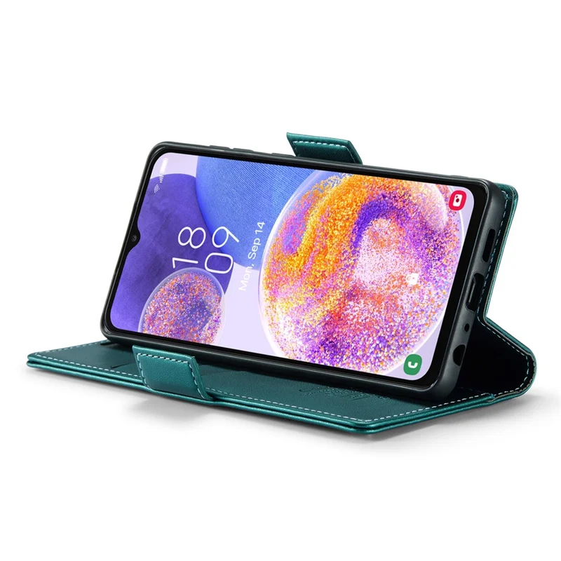 Funda de cuero para Samsung Galaxy A23 4G / A23 5G (Global) CASEME 023 con bloqueo RFID, 3 ranuras para tarjetas, tapa para móvil - Verde