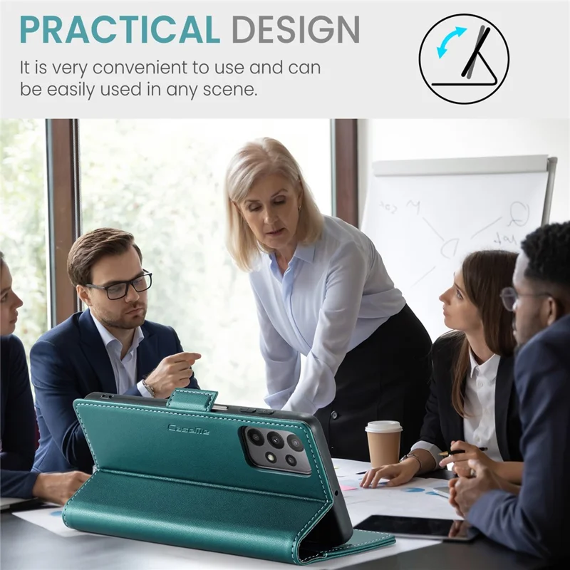 Funda de cuero para Samsung Galaxy A23 4G / A23 5G (Global) CASEME 023 con bloqueo RFID, 3 ranuras para tarjetas, tapa para móvil - Verde