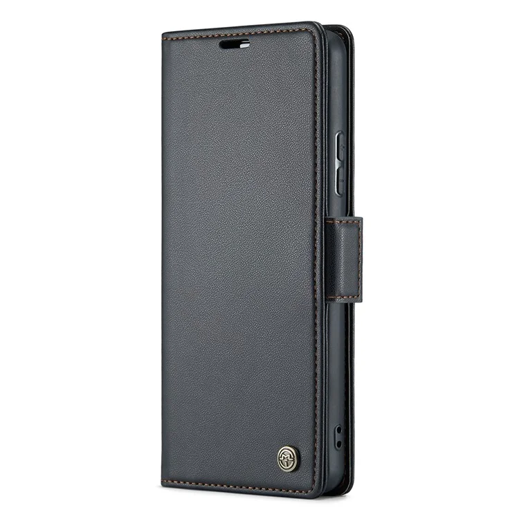 CASEME 023 Serie para Samsung Galaxy A34 5G Funda con Cartera y Soporte Textura de Piel de Cordero Cuero PU Bloqueo RFID Funda Protectora de Teléfono - Negro