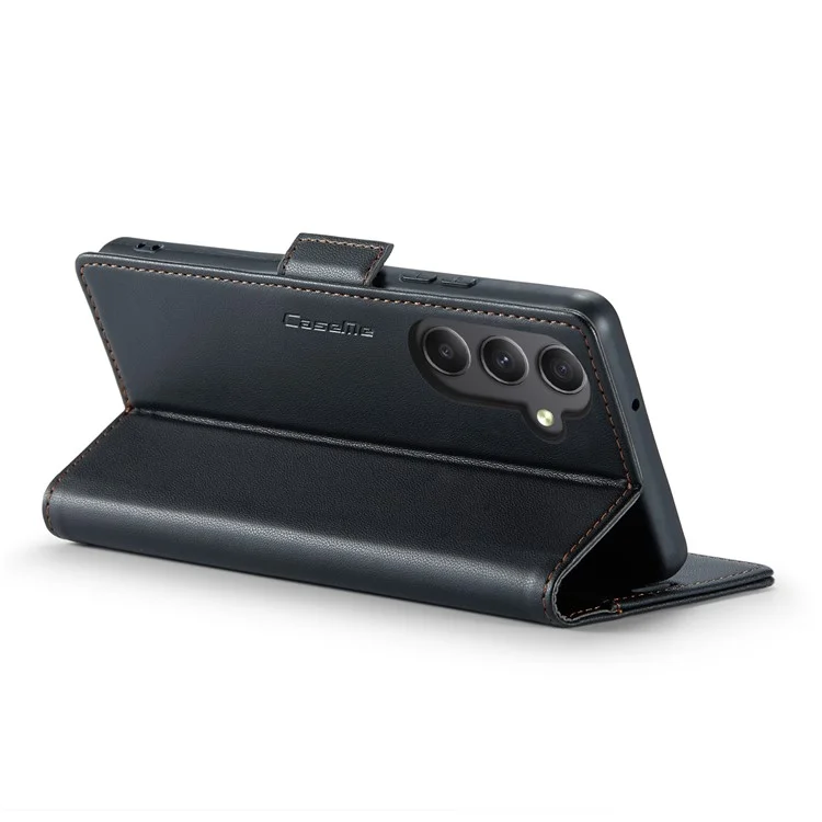 CASEME 023 Serie para Samsung Galaxy A34 5G Funda con Cartera y Soporte Textura de Piel de Cordero Cuero PU Bloqueo RFID Funda Protectora de Teléfono - Negro