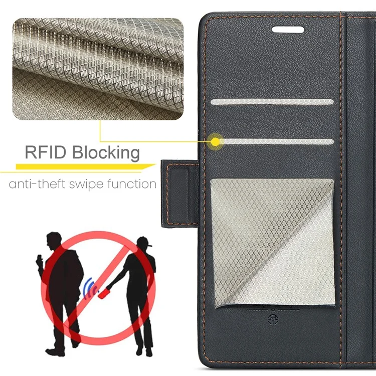 For Xiaomi Mi 11 Lite 4G / 5G / 11 Lite 5G NE Leather Case CASEME 023 RFID Blocking 3 Card Slot Mobile Cover - Black