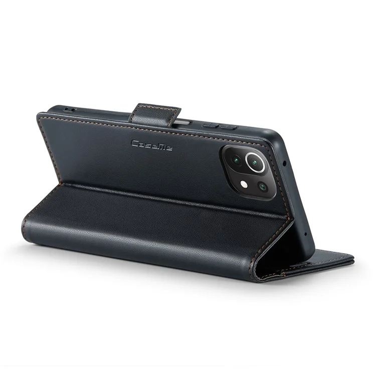 For Xiaomi Mi 11 Lite 4G / 5G / 11 Lite 5G NE Leather Case CASEME 023 RFID Blocking 3 Card Slot Mobile Cover - Black