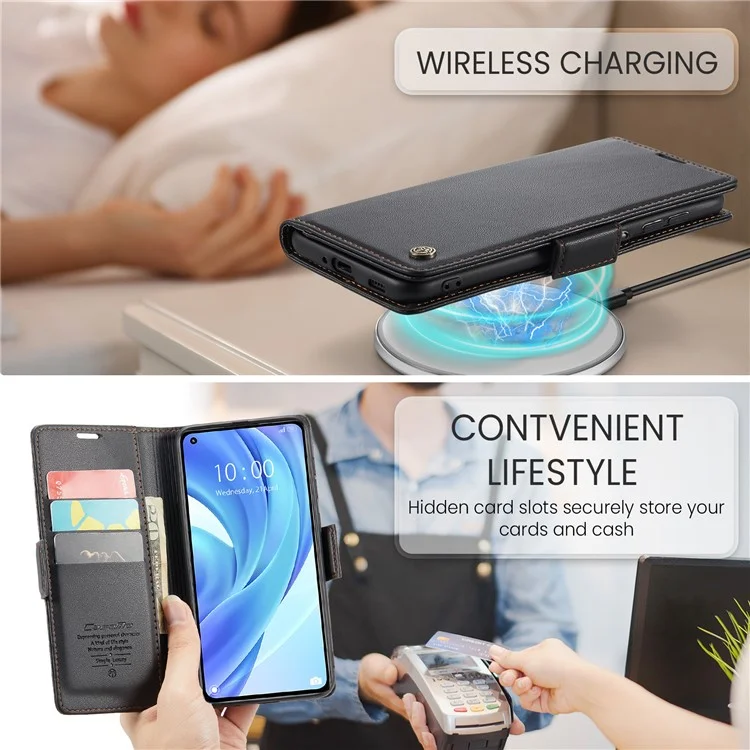 For Xiaomi Mi 11 Lite 4G / 5G / 11 Lite 5G NE Leather Case CASEME 023 RFID Blocking 3 Card Slot Mobile Cover - Black