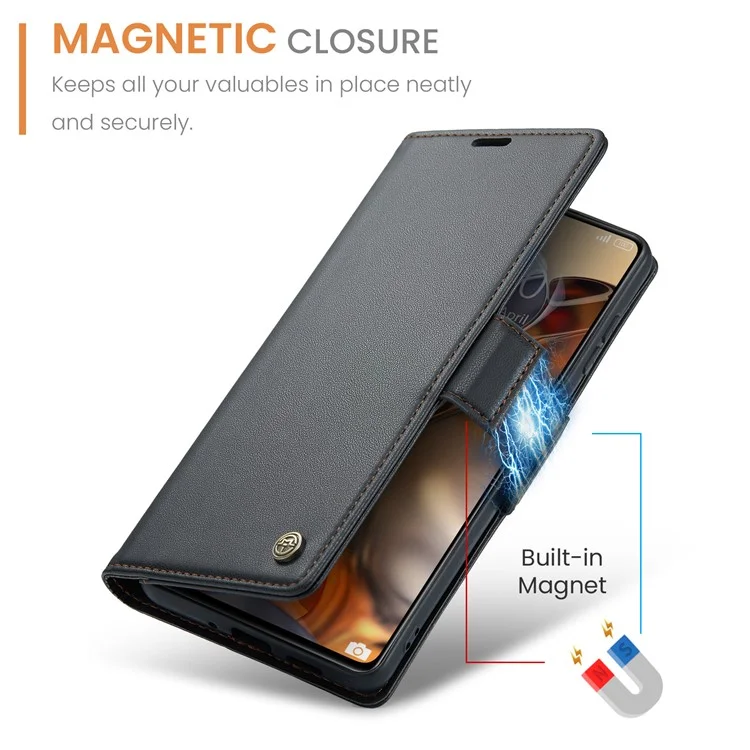 CASEME 023 Series RFID Blocking Flip Case for Xiaomi 11T 5G / 11T Pro 5G , PU Leather Litchi Texture Wallet Stand Phone Cover - Black