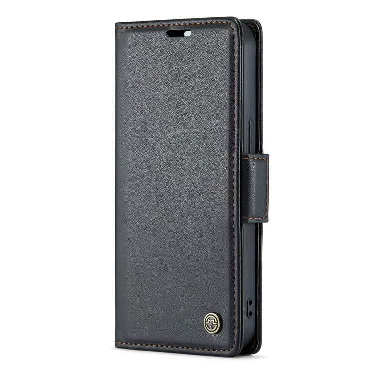 CASEME 023 Serie para iPhone 13 mini de 5,4 pulgadas Funda de cuero con bloqueo RFID Textura de litchi Flip Stand Wallet Funda de teléfono - Negro