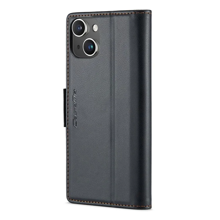 CASEME 023 Serie para iPhone 13 mini de 5,4 pulgadas Funda de cuero con bloqueo RFID Textura de litchi Flip Stand Wallet Funda de teléfono - Negro
