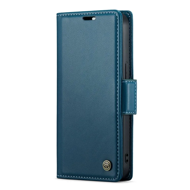 CASEME 023 Série Pour iPhone 13 mini 5.4 pouces Étui en Cuir Blocage RFID Texture Litchi Rabat Support Portefeuille Housse de Téléphone - Bleu