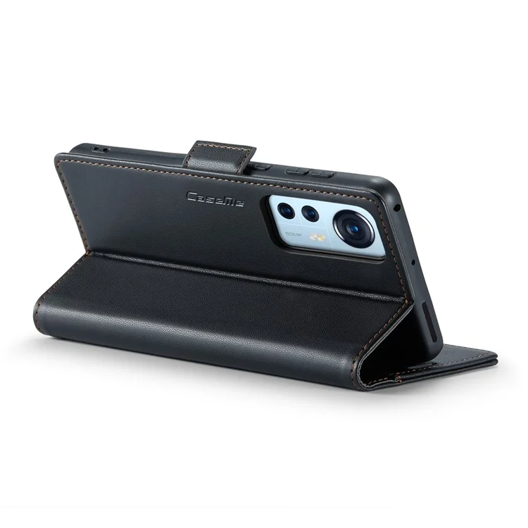 CASEME 023 Serie para Xiaomi 12 5G / 12X 5G / 12S 5G Funda de Cuero PU con Bloqueo RFID - Negro