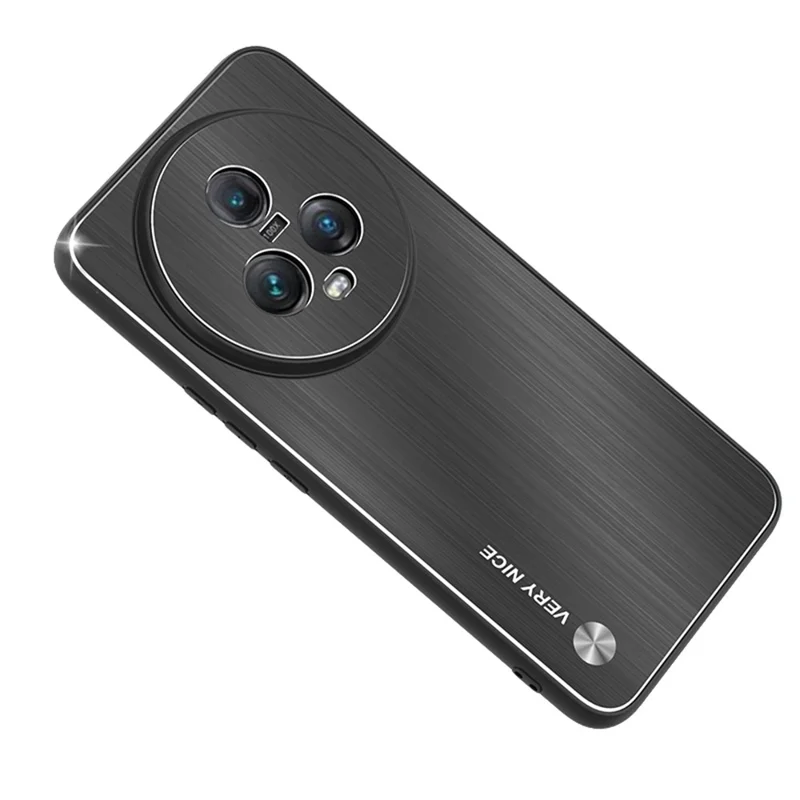 For Honor Magic5 Aluminiumlegering Bag TPU Ramme Beskyttelsesdæksel Satineret Anti-kridt Telefondæksel - Sort